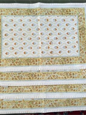 Four (4) Pomegranate cotton block print placemats.  In good used condition.